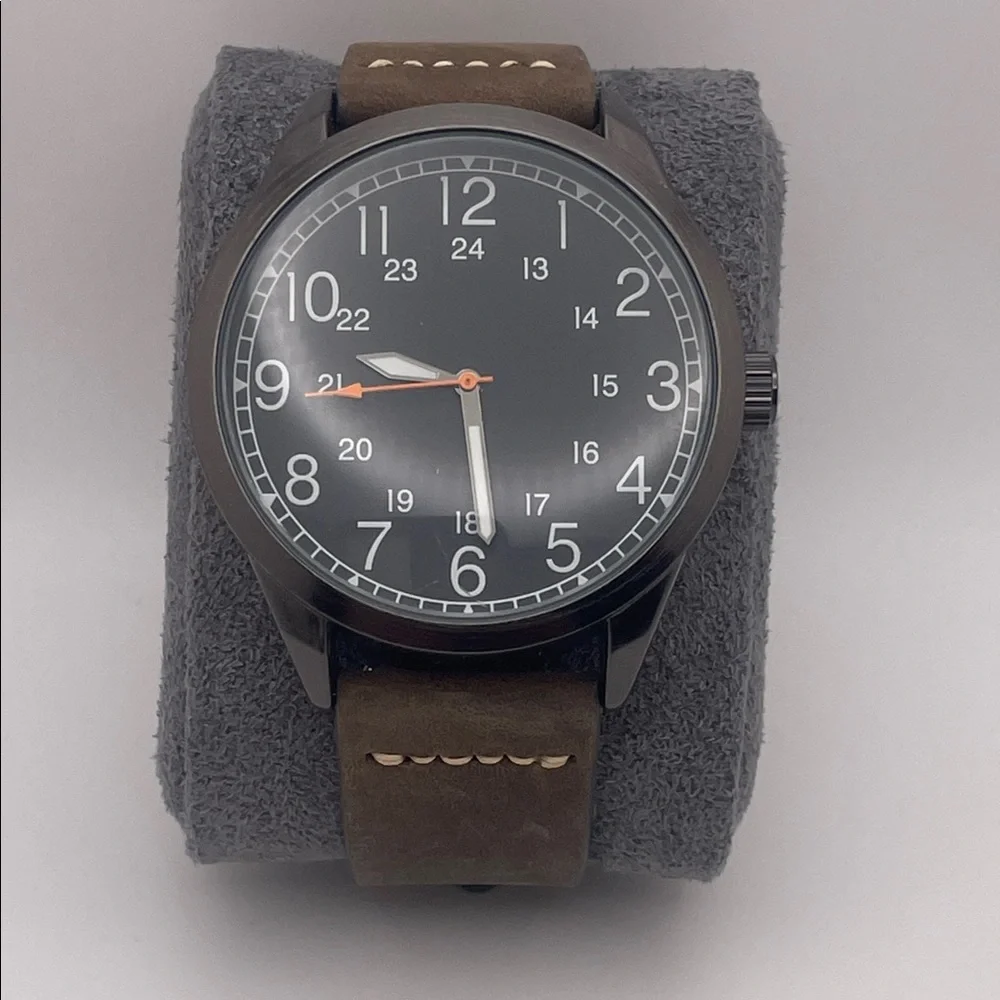 FMDG Brown and Black Watch with Leather Strap - new battery / new strap
